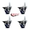 Service Caster 3'' Blue Poly Wheel Swivel 7/8'' Square Stem Caster Set with Brake, 4PK SCC-SQ20S314-PPUB-BLUE-PLB-78-4 - alternate 3